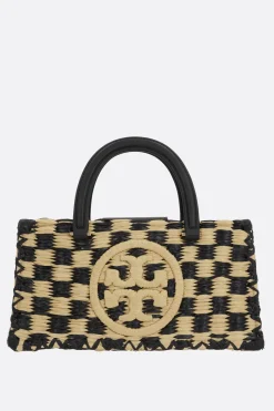 Women TORY BURCH Ella handbag in check raffia