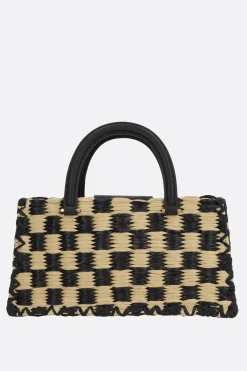 Women TORY BURCH Ella handbag in check raffia