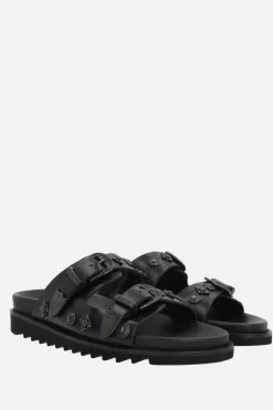 TOGA VIRILIS flat sandal in smooth leather with studs