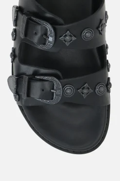 TOGA VIRILIS flat sandal in smooth leather with studs