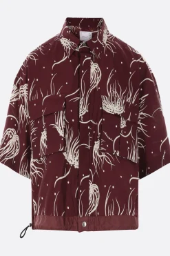 Women SACAI floral print cotton-blend cropped shirt