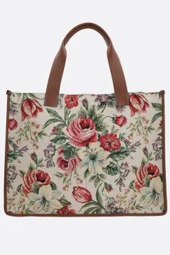 Women MAISON MARGIELA floral tapestry fabric large tote bag
