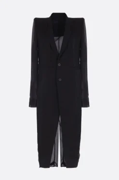 Women RICK OWENS Fogpocket Neue coat in chiffon and tulle