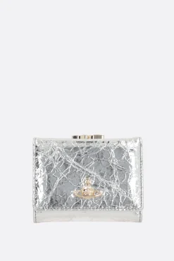 Women VIVIENNE WESTWOOD Frame small wallet in crinkled laminated leather