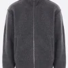THOM BROWNE full-zip cardigan in wool fleece