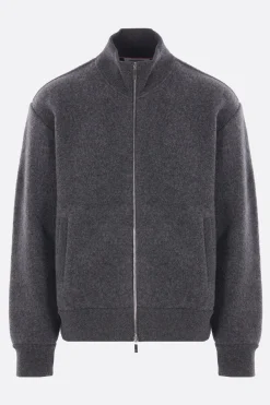 THOM BROWNE full-zip cardigan in wool fleece