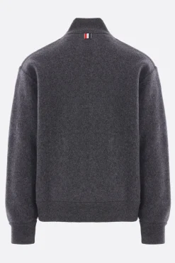 THOM BROWNE full-zip cardigan in wool fleece