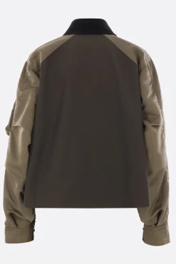 Women SACAI full-zip jacket in grosgrain and twill