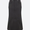 Women RICK OWENS Godet coated denim midi skirt
