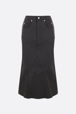 Women RICK OWENS Godet coated denim midi skirt