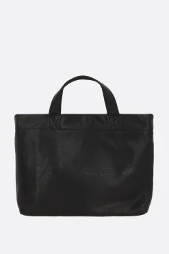 Women DISCORD YOHJI YAMAMOTO grainy leather mini tote bag