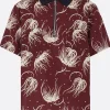 SACAI graphic print cotton blend polo shirt