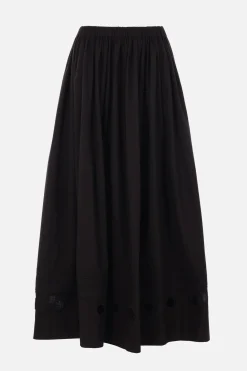Women MARIA CALDERARA Irregular Holes long skirt in poplin