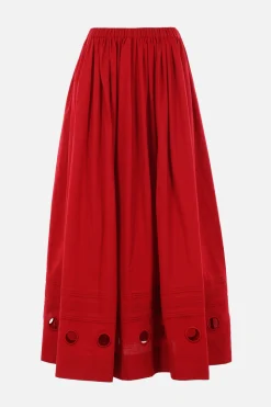 Women MARIA CALDERARA Irregular Holes long skirt in poplin
