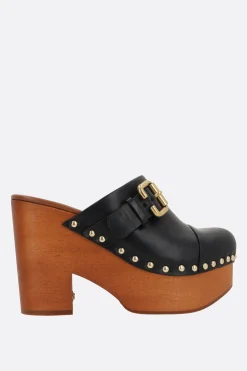 Women CHLOÉ Jeanette smooth leather platform clogs