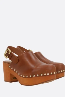 Women CHLOÉ Jeannette platform clogs in shiny leather