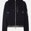 Women SACAI jersey and nylon full-zip hoodie