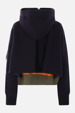 Women SACAI jersey and nylon full-zip hoodie