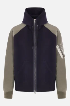 SACAI jersey and twill full-zip hoodie