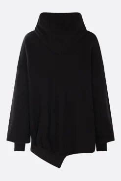 Women YOHJI YAMAMOTO jersey unbalanced hoodie