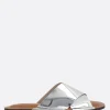 Women PLAN C laminated leather slide sandals