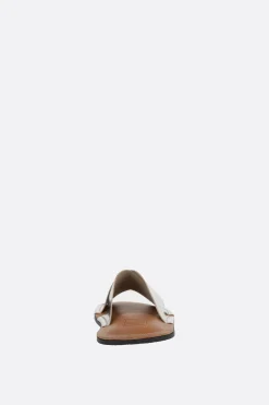 Women PLAN C laminated leather slide sandals