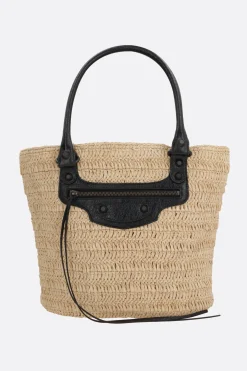 Women BALENCIAGA Le City small basket bag in raffia