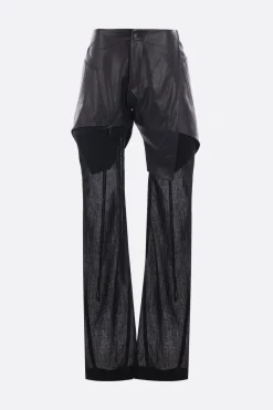 Women YEHUAFAN leather and canvas trousers