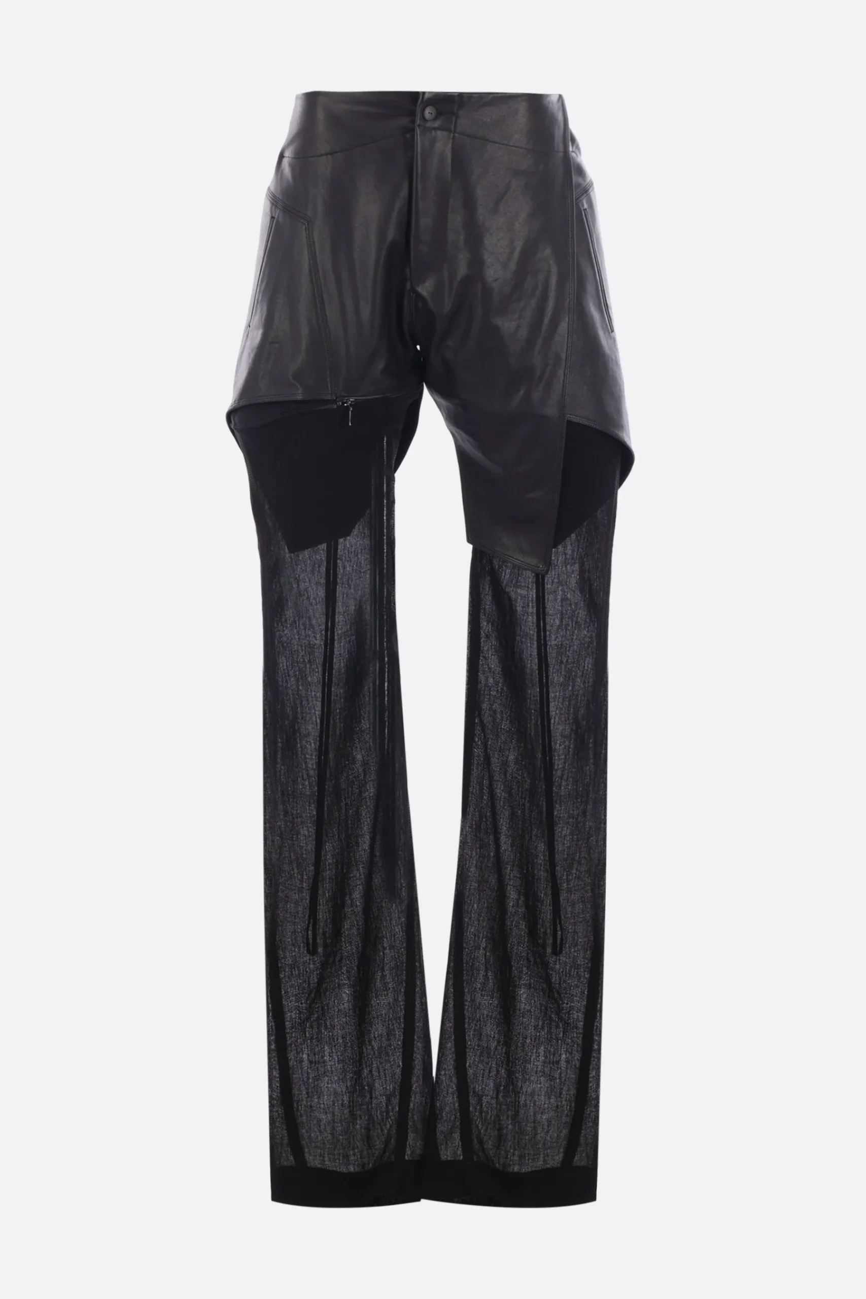 Women YEHUAFAN leather and canvas trousers