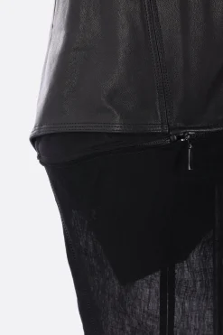 Women YEHUAFAN leather and canvas trousers