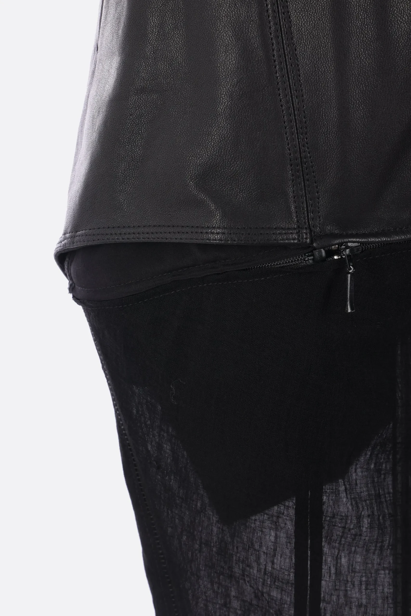 Women YEHUAFAN leather and canvas trousers