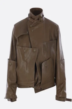 Women YEHUAFAN leather jacket with belt