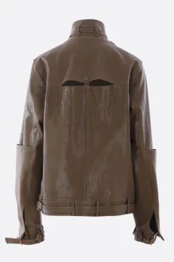 Women YEHUAFAN leather jacket with belt