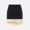 Women BALENCIAGA Lingerie mini skirt in wool and lace