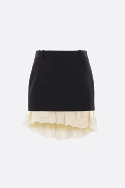 Women BALENCIAGA Lingerie mini skirt in wool and lace