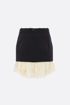 Women BALENCIAGA Lingerie mini skirt in wool and lace