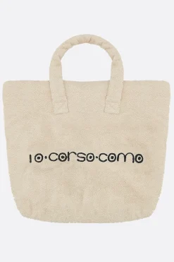 Women 10 CORSO COMO logo embroidered terry cloth tote bag