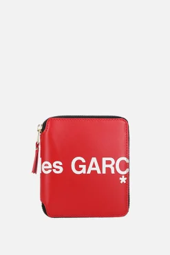 COMME DES GARÇONS WALLET logo print smooth leather small zip-around wallet
