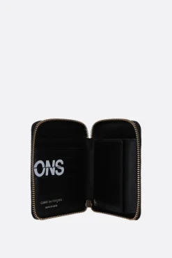COMME DES GARÇONS WALLET logo print smooth leather small zip-around wallet