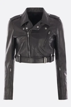 RICK OWENS Luke cropped biker jacket in leather