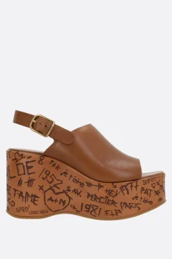 Women CHLOÉ Maxime wedge sandals in shiny leather