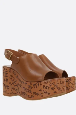 Women CHLOÉ Maxime wedge sandals in shiny leather