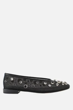 Women GIORGIO ARMANI - 10 CORSO COMO mesh ballerinas with rhinestones