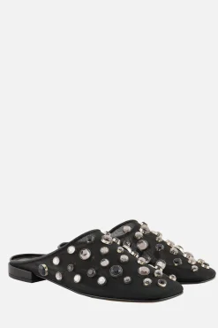 Women GIORGIO ARMANI - 10 CORSO COMO mesh flat mules with rhinestones