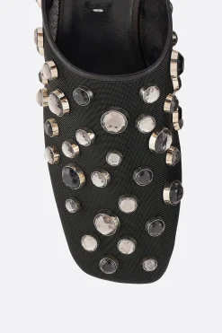 Women GIORGIO ARMANI - 10 CORSO COMO mesh flat mules with rhinestones