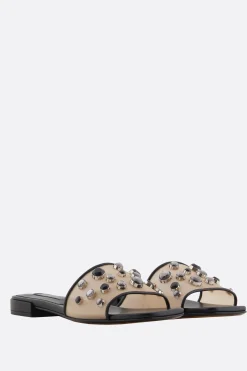 Women GIORGIO ARMANI - 10 CORSO COMO mesh slide sandals with rhinestones