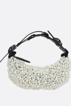 Women INNERRAUM Micro Half Moon handbag with pearls