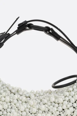 Women INNERRAUM Micro Half Moon handbag with pearls
