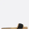 Women PALOMA BARCELO' Molly flat sandals in crochet satin and raffia