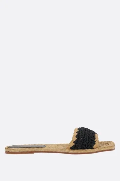 Women PALOMA BARCELO' Molly flat sandals in crochet satin and raffia